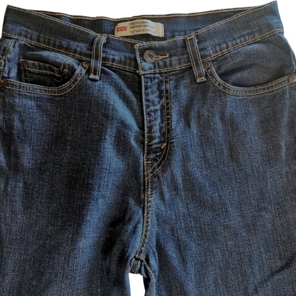 Levis Perfectly Slimming 512 Boot Cut High Rise Indigo Wash Jeans - Sz 10 - Picture 3 of 9